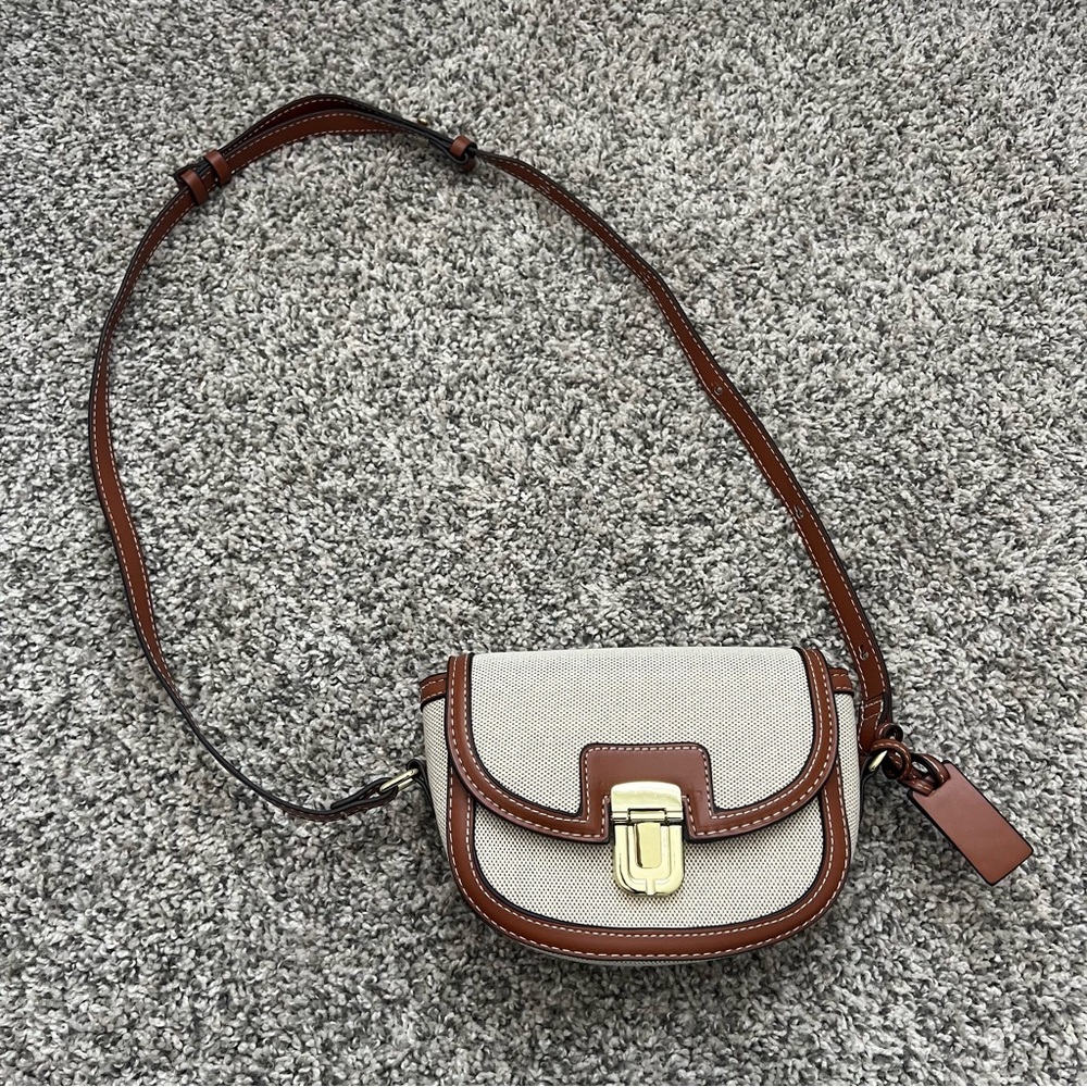 Brown and Cream Crossbody Bag